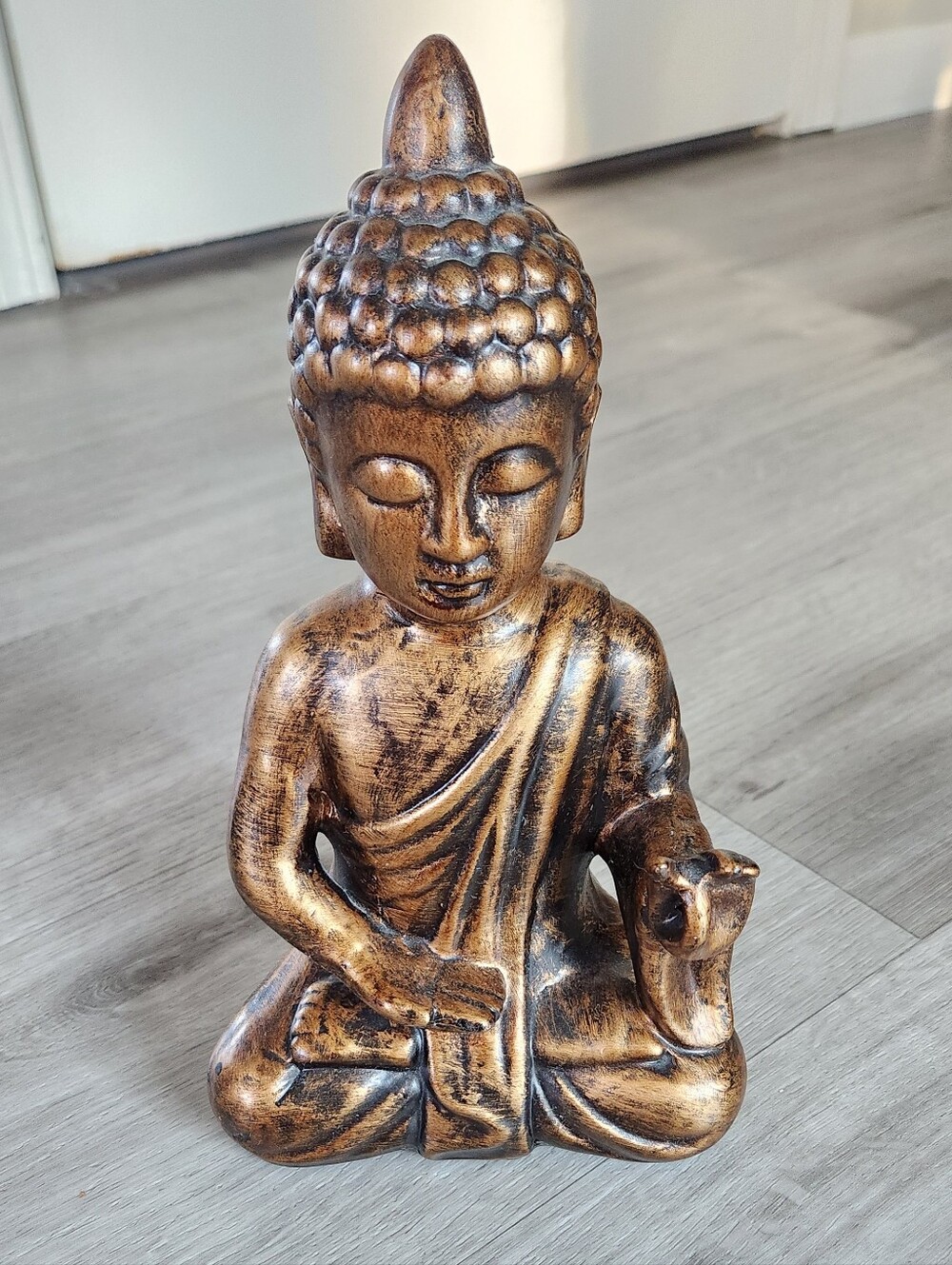 Vintage 2001  Pier 1 Bronze Buddha Shuni Mudra Figurine NWT